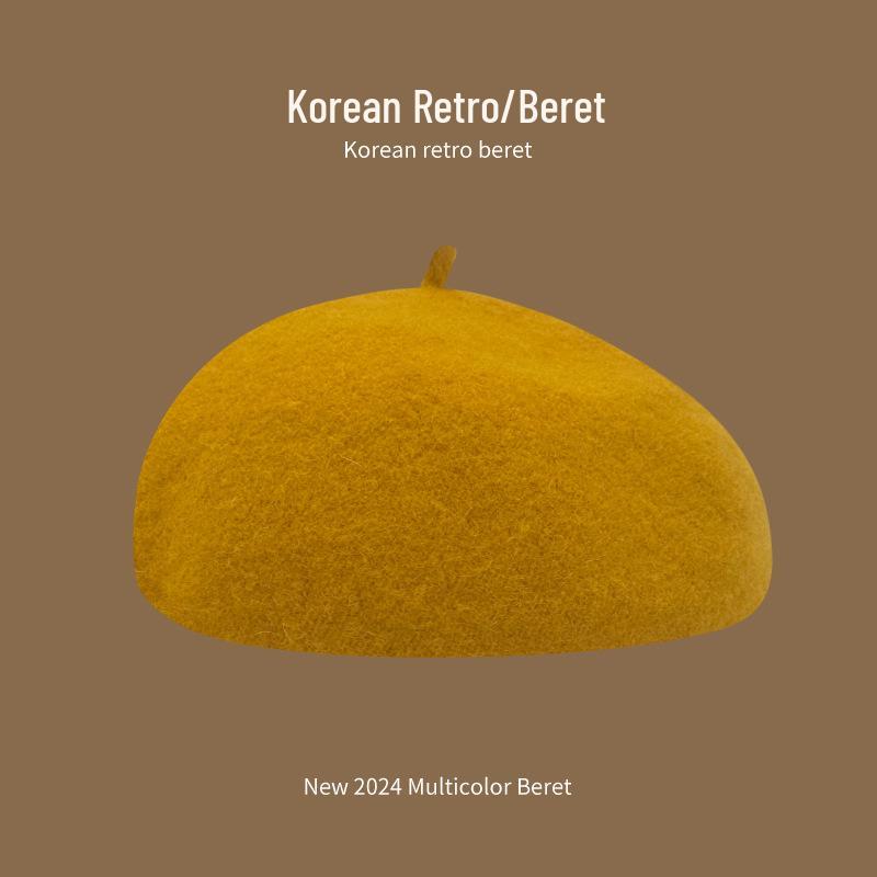 Korean Style Women's Wool Knit Beret – Warm Retro Octagonal Hat