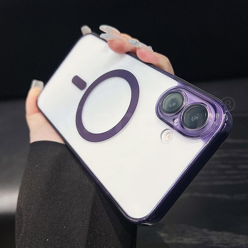 

Transparent Luxury Magnetic Magsafe Case For iPhone 17 Air 16 15 14 13 12 11 Pro Max Plus Candy Color Hybrid Hard Soft TPU Shell iPhone 16