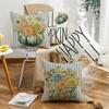 Herbstliches Blumen-Buchstabenkissen Leinen Büro Sofakissen Wohnzimmer Lendenkissenbezug