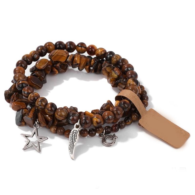 Pack Of 3 Trendy Star And Moon Pendant Bracelets For Women Fashionable Crystal Alloy Writ Chain Jewelry