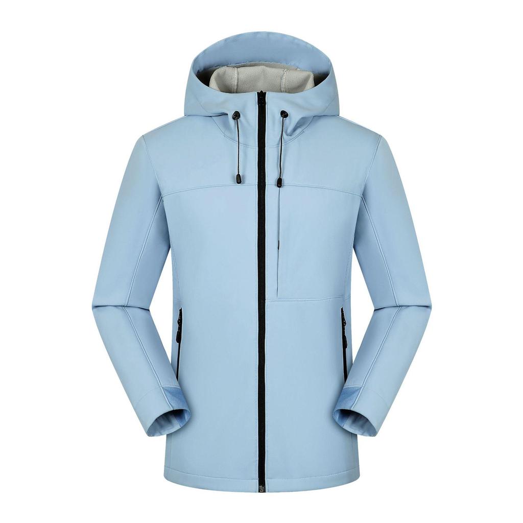 Men's Windproof Waterproof Jacket with Velvet Hood - Trendy Thick Soft Shell for Fall & Winter