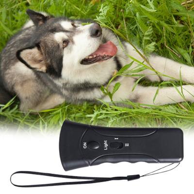 Ultrasonic Dog Repeller Long Battery Life Powerful Frequency Super Bright LED Black Double-head Control