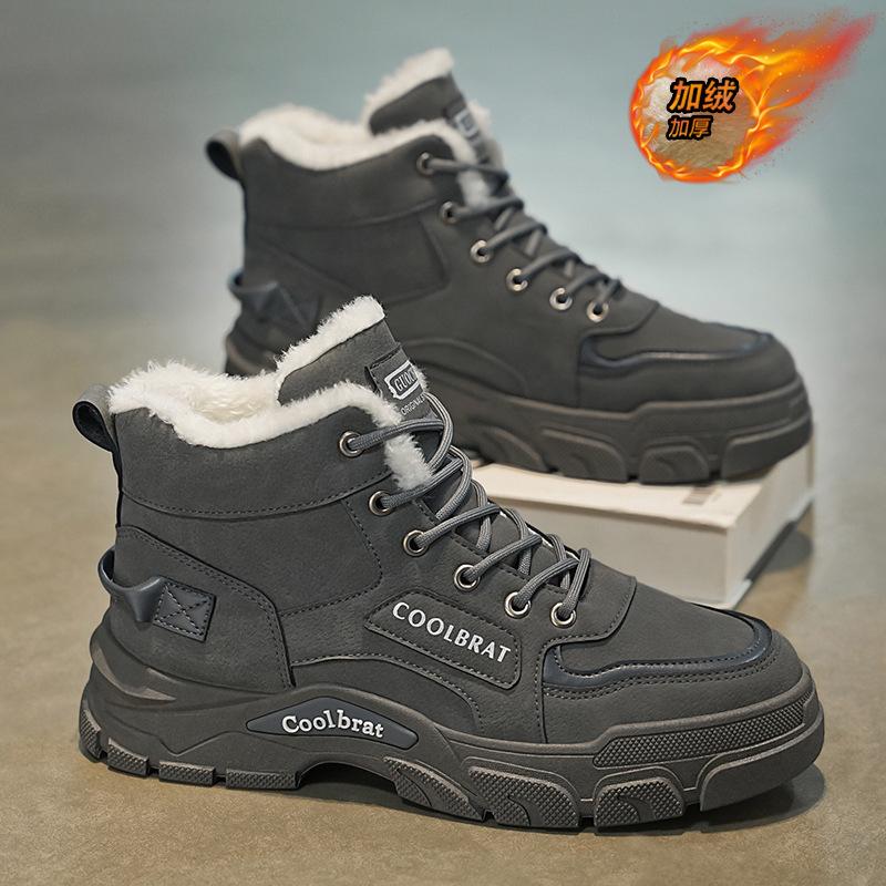 

2024 winter velvet Martin boots men s thickened warm cotton shoes high-top tooling shoes non-slip short boots labor insurance shoes men 39