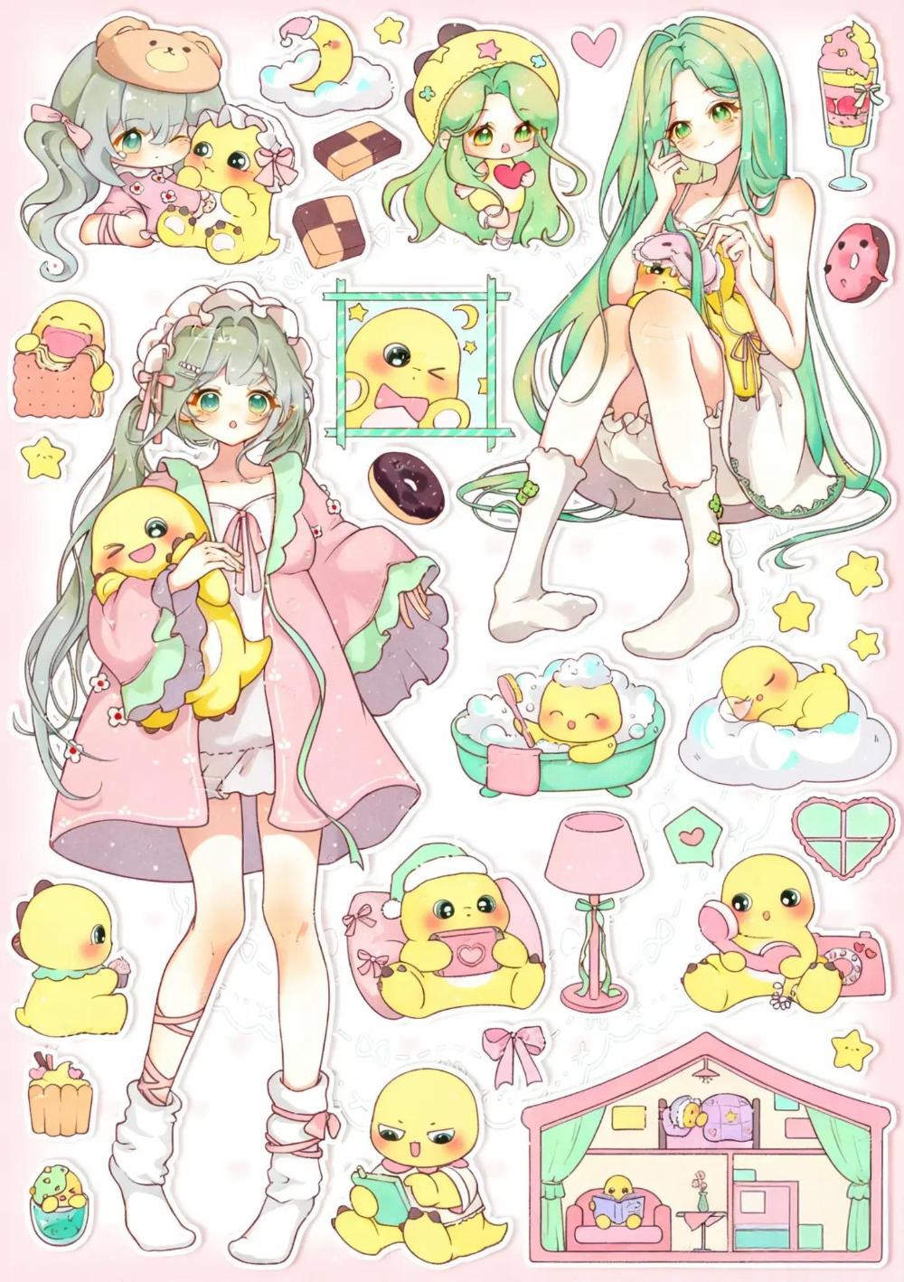 Sweet Girl Series Handbook Character Stickers Creative Cutting DIY Manual Materials for Gift