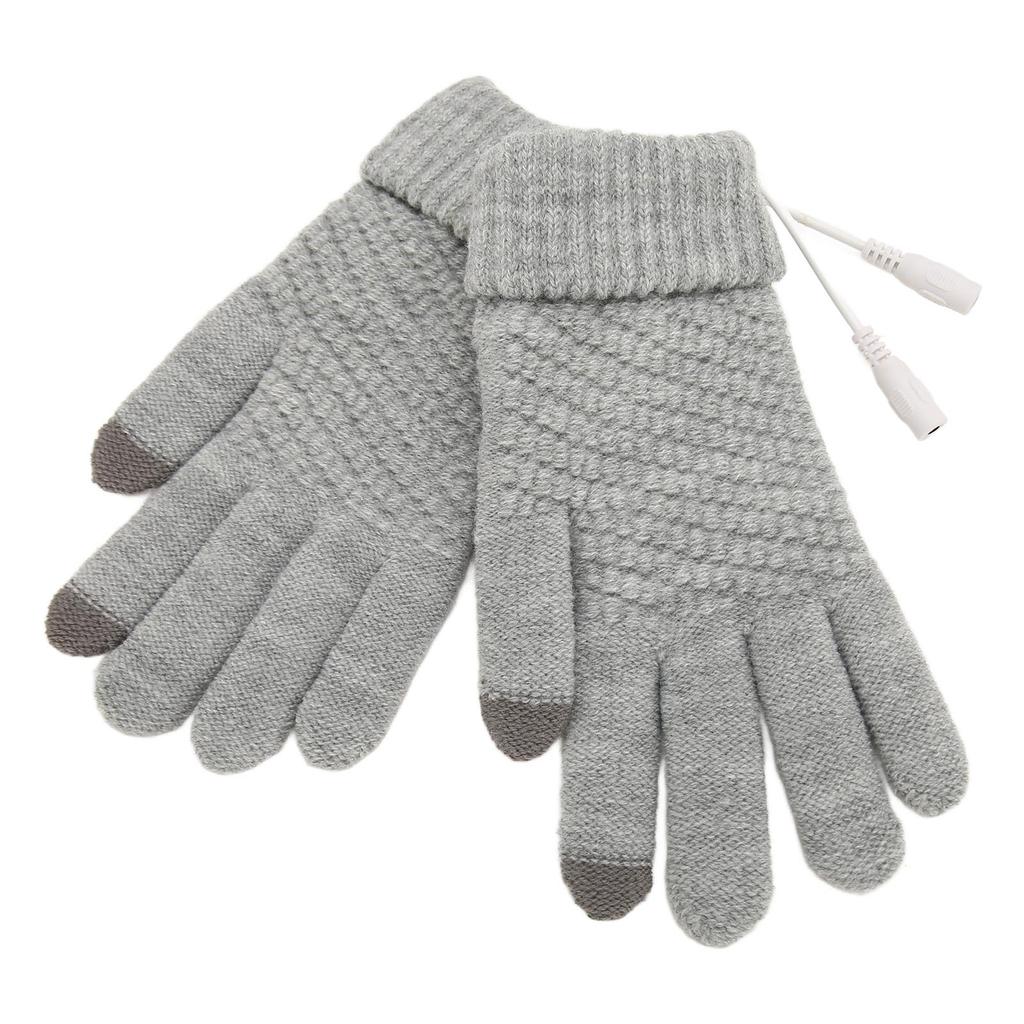 USB Heated Gloves Thicken Detachable Electronic Warming Knitted Gloves for Autumn Winter