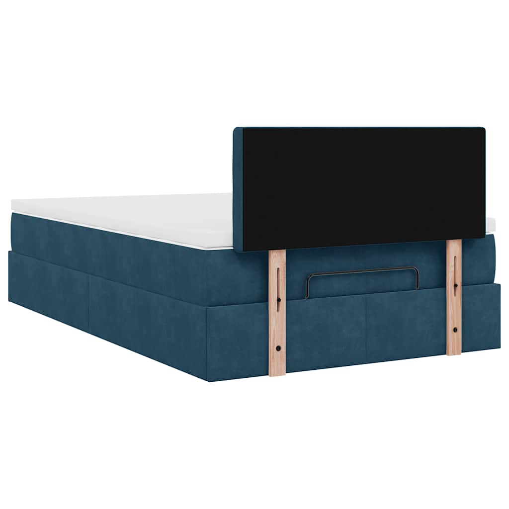 Ottoman Bed with Mattress Dark Blue 120x190 Cm Velvet