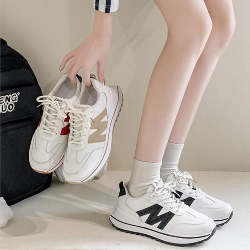 Herbst- und Winterschuhe für Damen, Damen-Sneaker, Weiße Sneaker, Low-Top mit runder Zehenpartie, Schnürschuhe, Freizeitschuhe