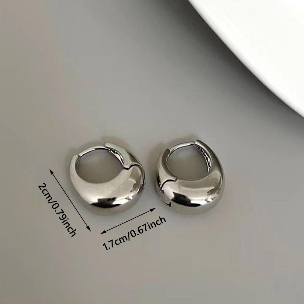 Smooth Metal Chunky Hoop Earrings Versatile Ear Clips Fashion Earring Jewelry  for Women