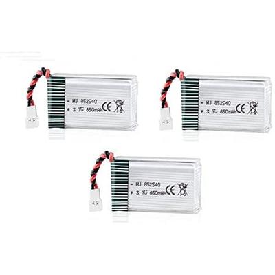 Set of 3 Rechargeable LiPo Batteries 3.7V 850mAh for Syma X5SC X5SW Quadcopters | High Performance | 48.5 X 29.5 X 14.5 Mm | Silver