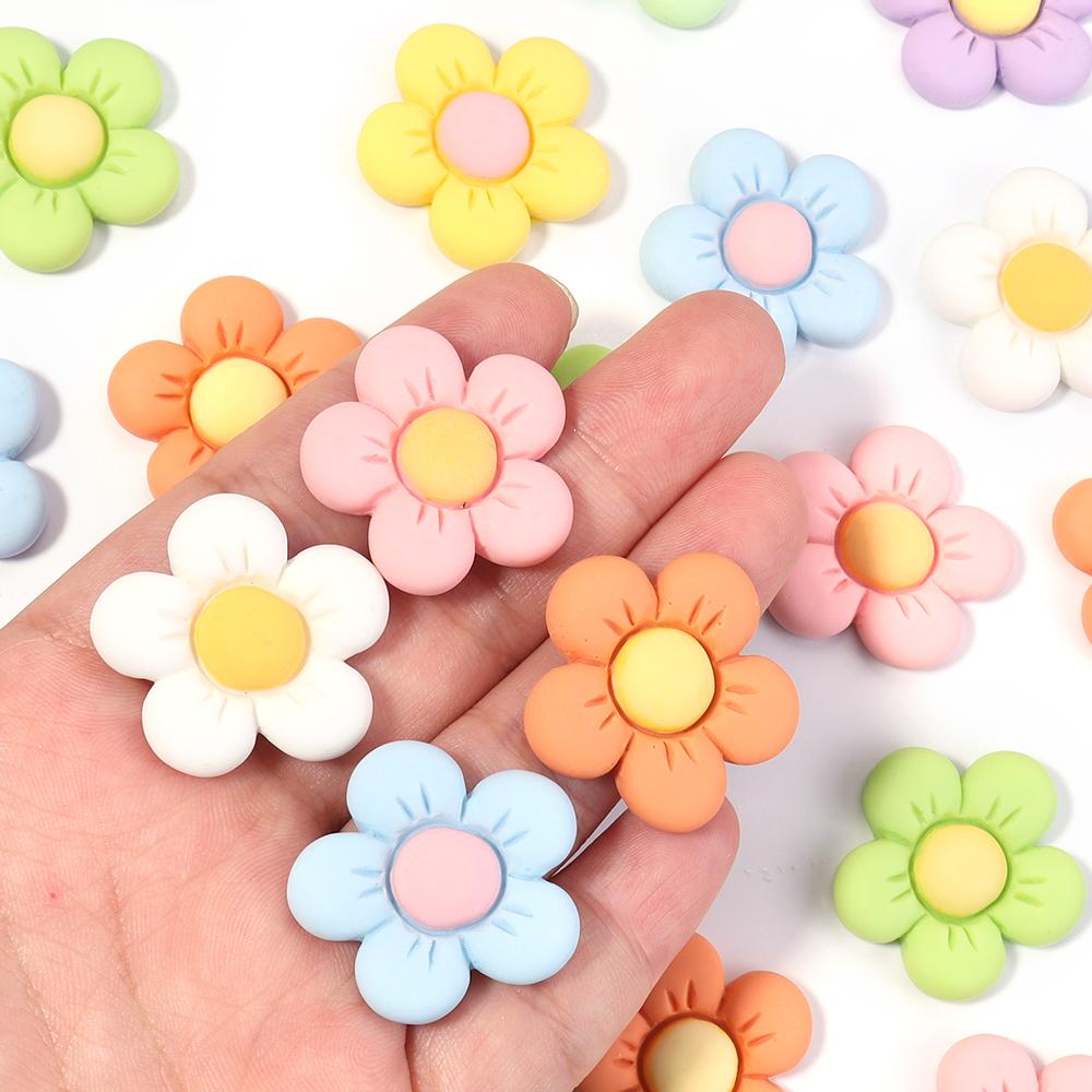 20pcs Flatback Resin Flowers Colorful Cute Flower Cabochon Scrapbooking For Home Decor DIY Crafts Clothing Hairpin Accessories