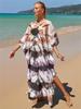 Accappatoio Copricostume da Spiaggia con Stampa Filigrana di Cotone Europeo e Americano per Vacanze al Mare