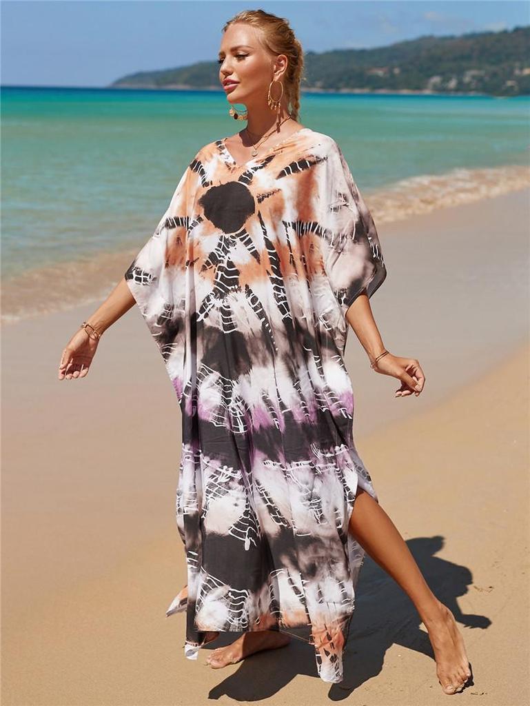 Accappatoio Copricostume da Spiaggia con Stampa Filigrana di Cotone Europeo e Americano per Vacanze al Mare