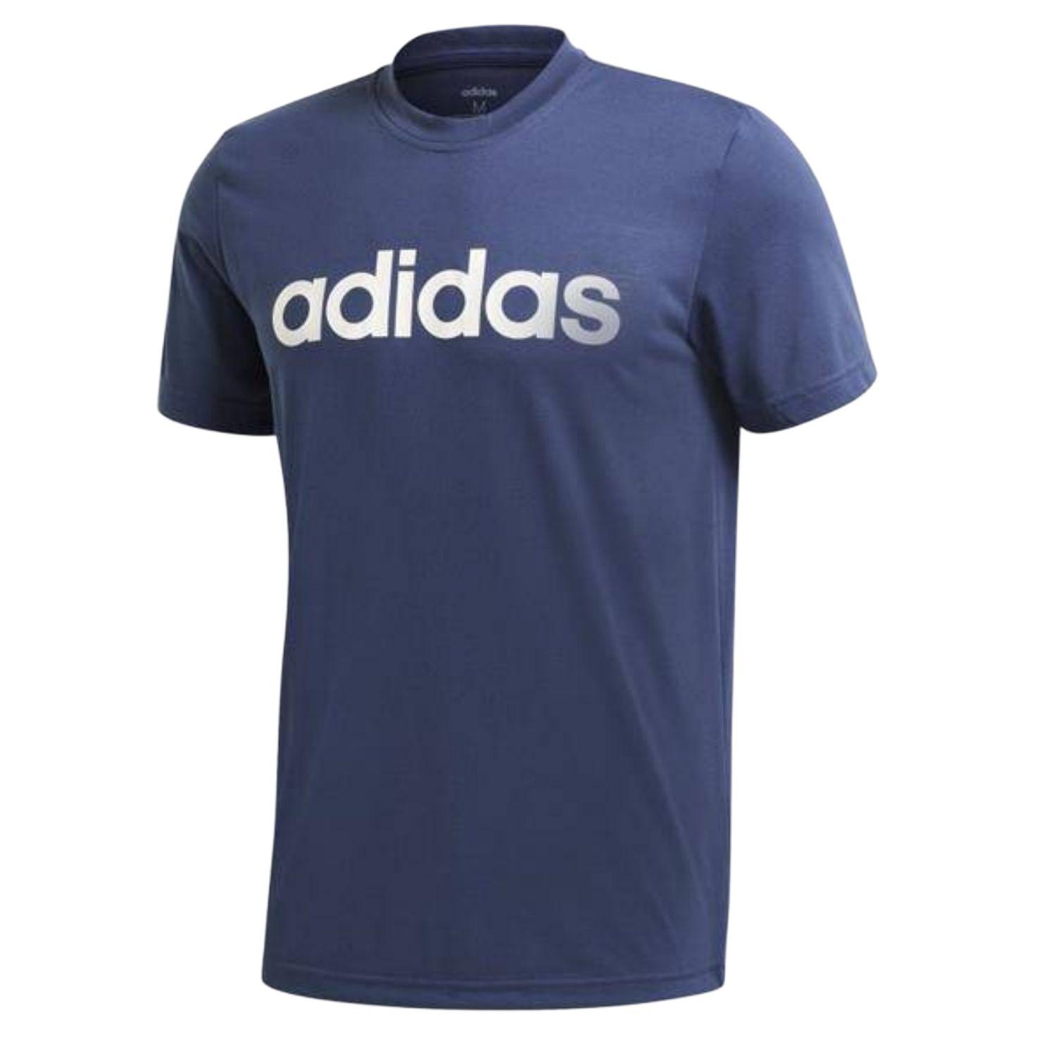 Adidas Футболка мужская Designed 2 Move Climalite с логотипом, мягкая, с круглым вырезом, влагоотводящая, с коротким рукавом, цвет технический индиго/белый FM1227 L