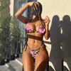 Strapless Bikini Swimsuit Women Sexy Printed European Colorful Swimwear Beach Bathing Suit
