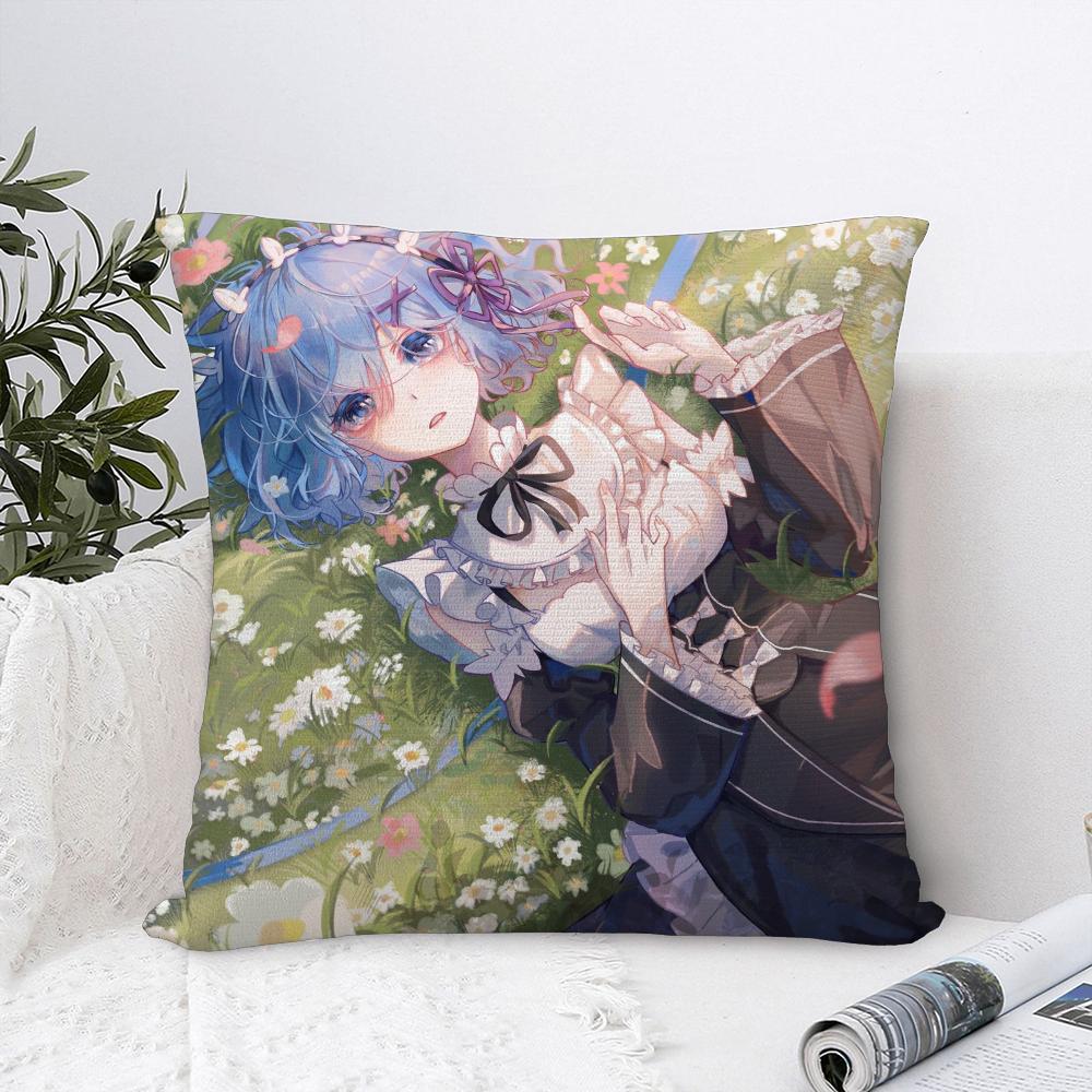 Re zero R-Rem Pillow Case Sofa Decorative Home Double-sided Print Plush Square Throw Pillow Covers Cushion Decor Cover
