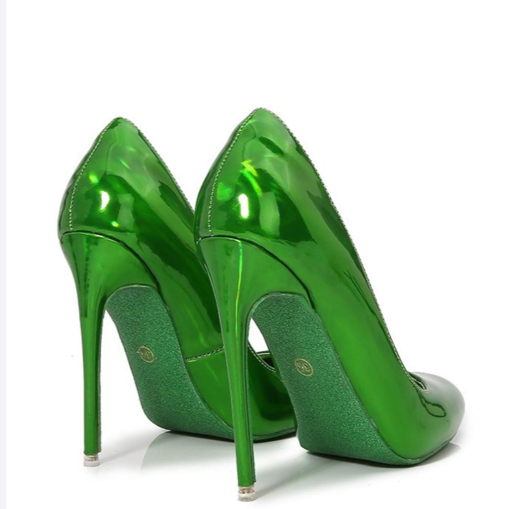 12cm Moda Europea Pelle Verniciata Rossa Punta Tonda Tacchi Sottili a Spillo Taglia Grande Scarpe da Donna Eleganti Per Pole Dance e Spettacolo da Palcoscenico WZ-091-2