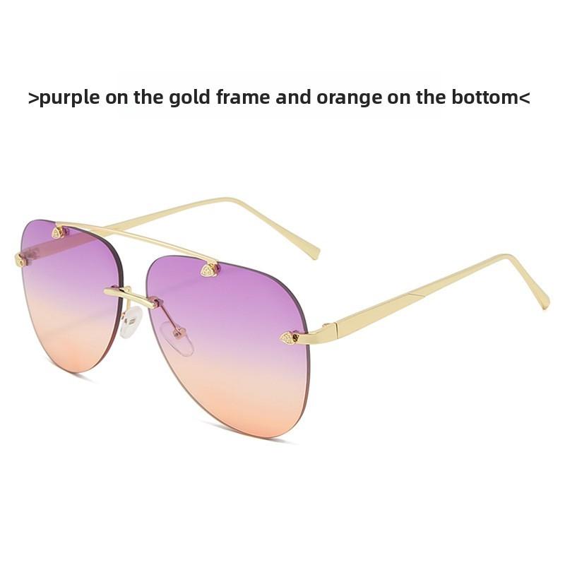 Fashion Metal Frameless Frog Eyes With Gradient Sunglasses For Outdoor Sun Protection And Driving