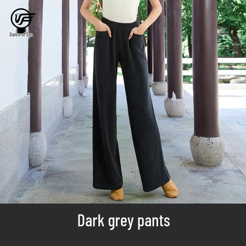 

Women s Modern Classical Dance Wide-Leg Pants with Pockets - Autumn/Winter Thick Version XL