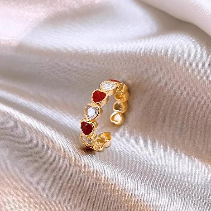 Retro Simple Oil Drop Love Splicing Open Ring Lower Index Finger Ring Personalized Jewelry Women