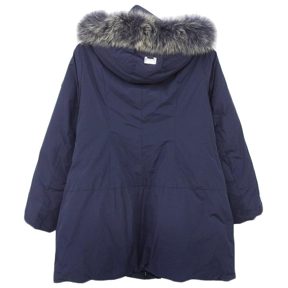 Jean-louis Scherrer Men's Blue Fox Fur Hooded Down Coat, Navy, Size M, P927-80F Coat M NavyUsed