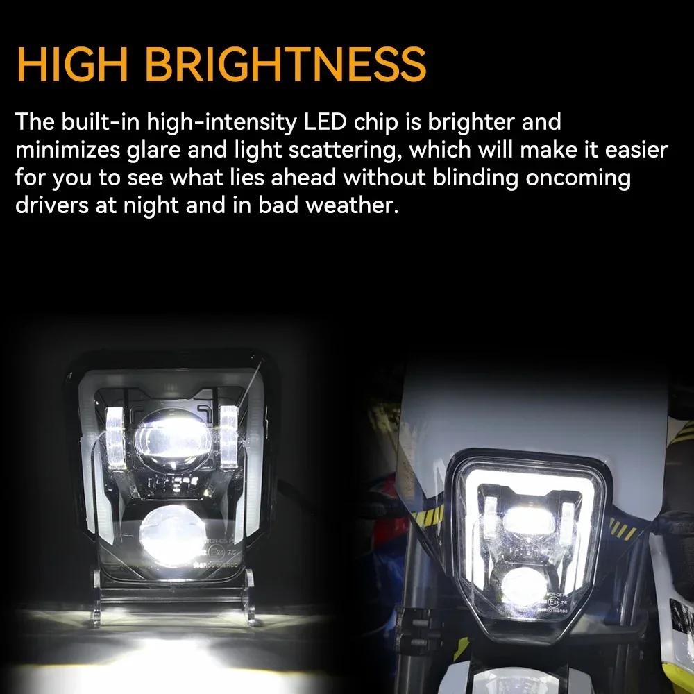 Motorcycle Headlight For Husqvarna TE150 TE150i TE250 TE300 TE300I LED Headlight W/ High Low Beam DRL Head Lamp Side Mount