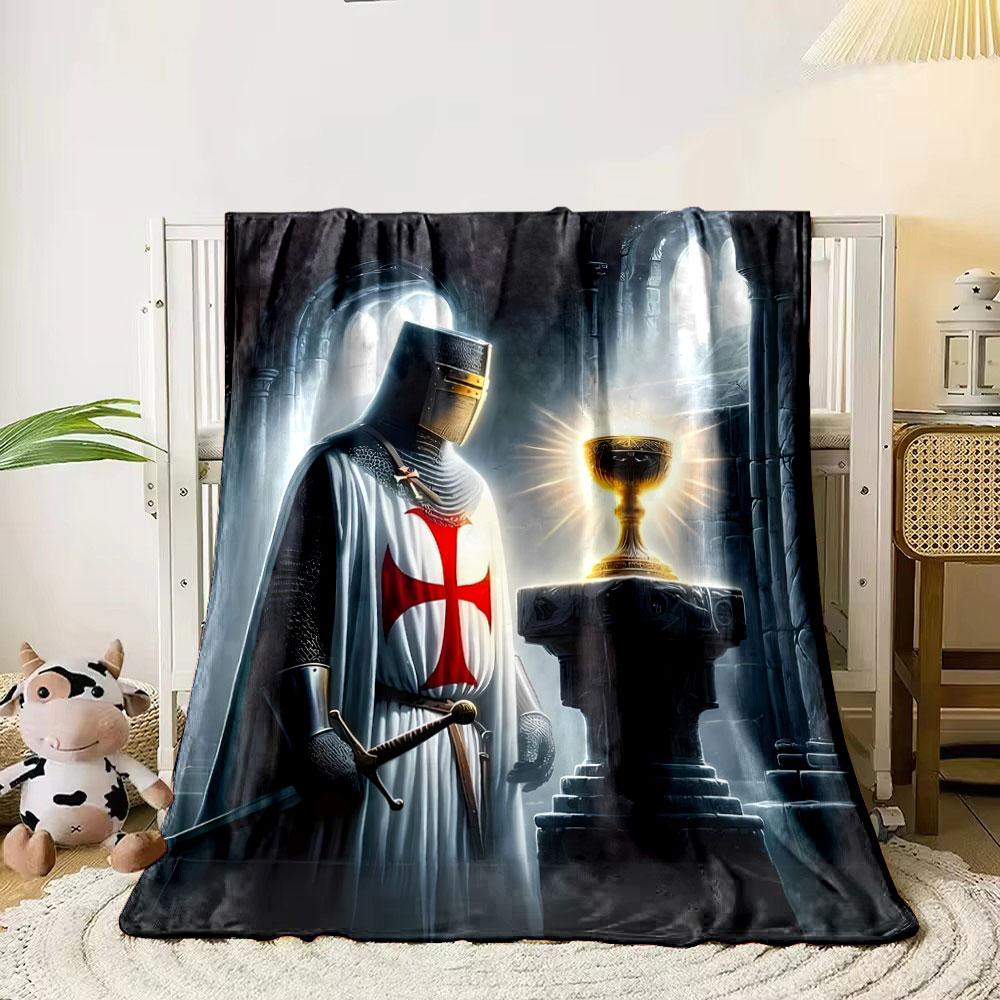 Templar Knight Holy Grail Blanket Printed Blanket for Living Room Bed Couch lunch break Soft Cozy Blanket for Friend's festival Gift