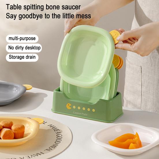 

4Pcs/Set Spit Bone Dish Snack Tray Household Dining Table Garbage Plate Party Dinner Dishes Stackable Fruit Plates сірий