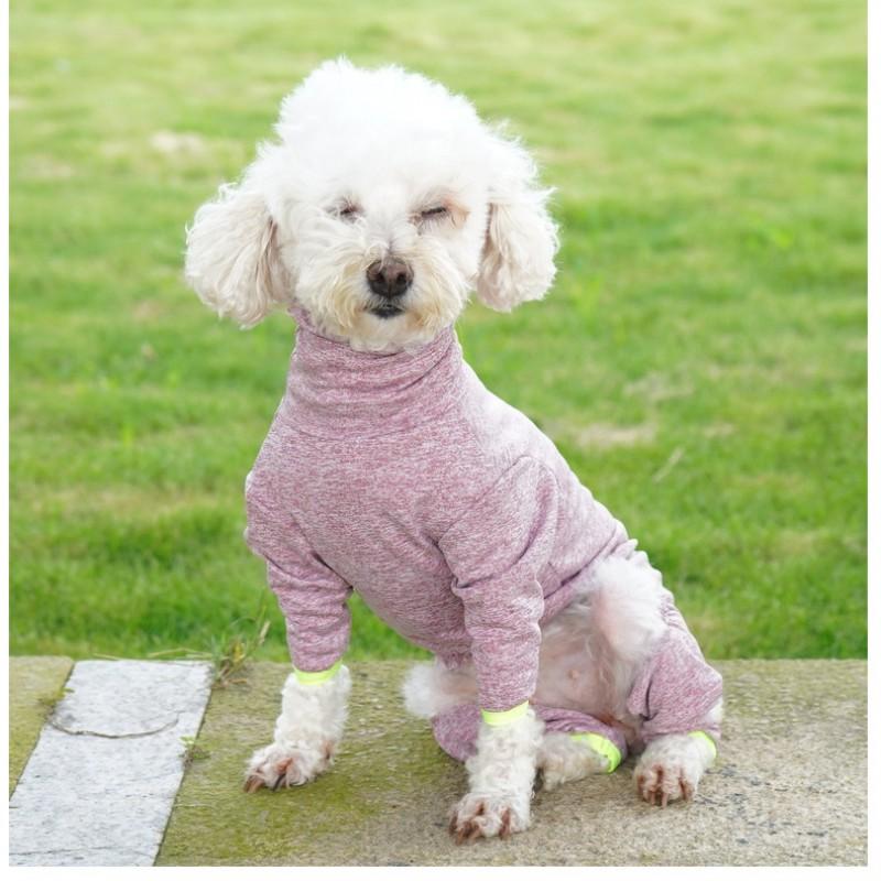 Stretchable Dog Jumpsuit With High Neck Small To Medium Breeds - Anti-Shedding Pet Clothing Fall Winter