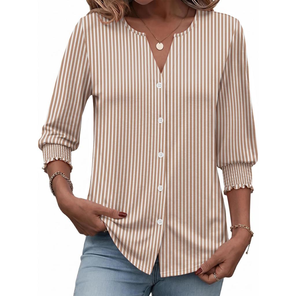 Damen Freizeit T-Shirt Top mit 3/4 Ärmel für den Alltag