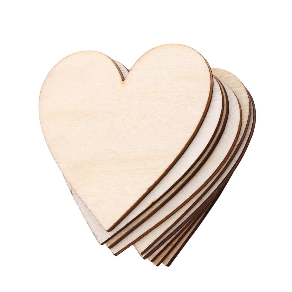 Love Heart Shape Wooden Embellishment for Weddings Plaques Decoration(80mm 10pcs)