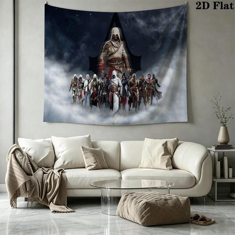 Assassin Creed Wall Tapestry Aesthetic Wall Hanging Printed Fabric Blanket Decorative Tapestries for Bedroom Living Room Home Decor