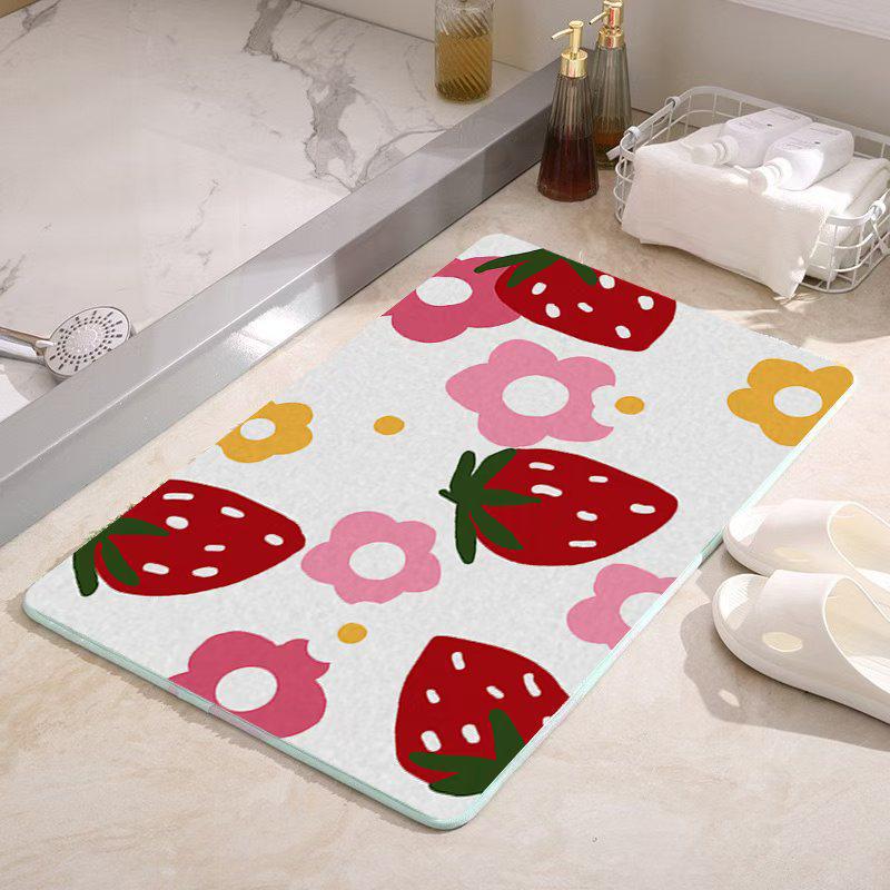 Fresh Floral Faux Cashmere Bathroom Mat - Stain & Wear Resistant Door Mat