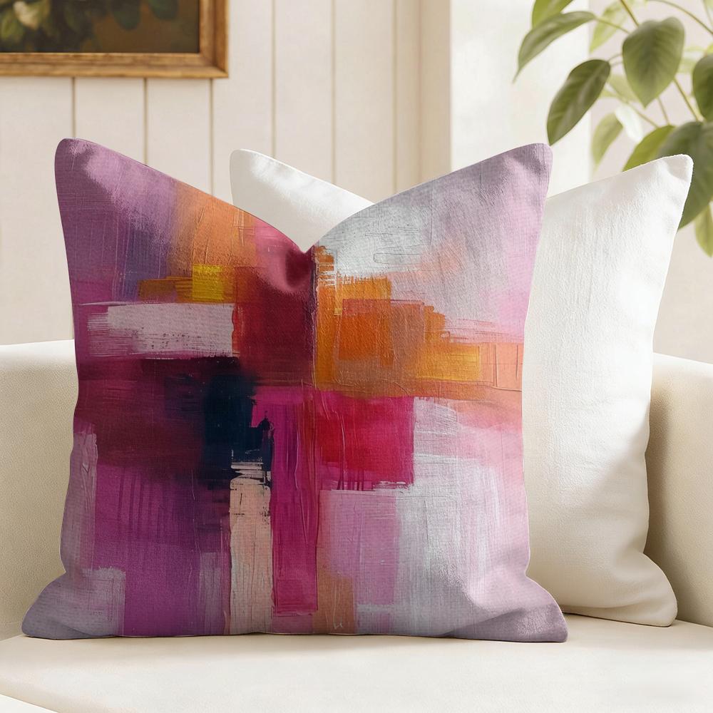Classic Color Paint Cushion Cover Natural Linen Organic Fabric Double-Sided Printing Sofa Home Decor Gift Pillow Cover