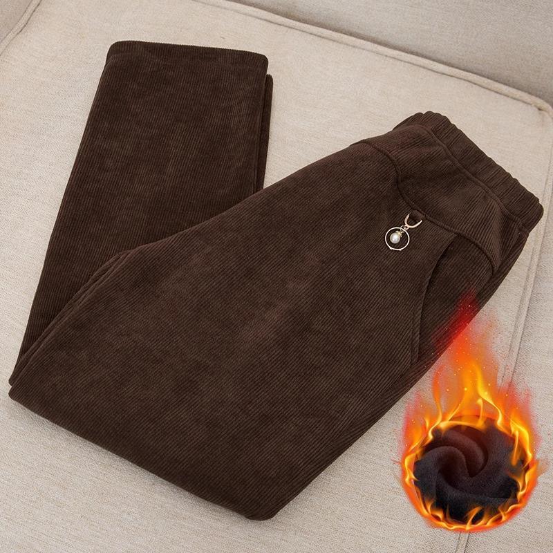 High Quality Corduroy Straight Trousers Women Autumn Winter Oversize Mother Pants Fleece Thicke Warm Casual Pants Female