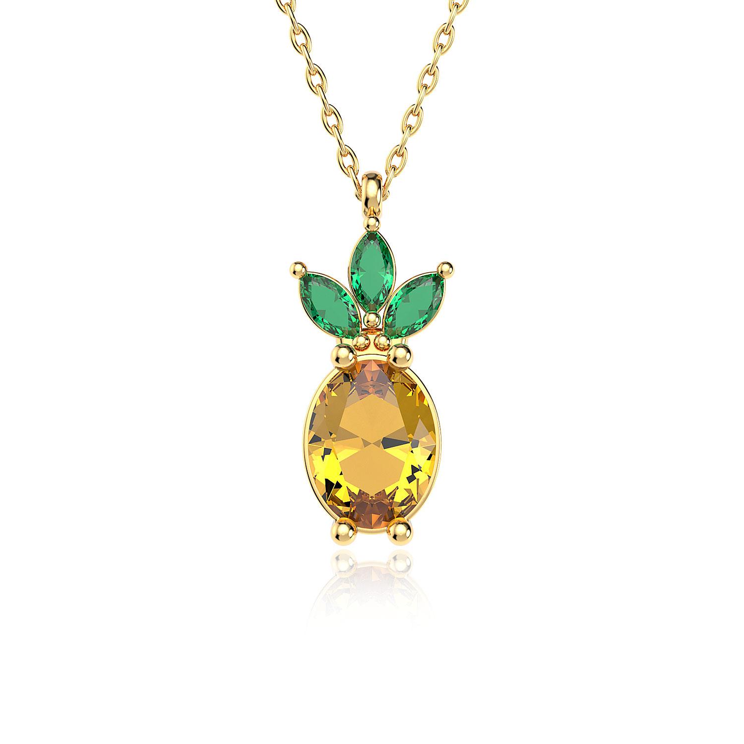 

Позолоченное серебряное колье с каменным ананасом