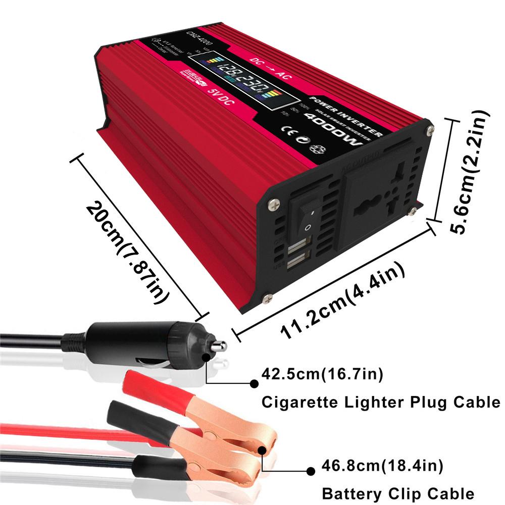 4000W   Leistung Modifizierte Sinuswelle   Wechselrichter LED-Anzeige 300W Nennleistung     12V auf AC 220V Konverter Hochfrequenz Auto-Strom  r Wechselrichter w