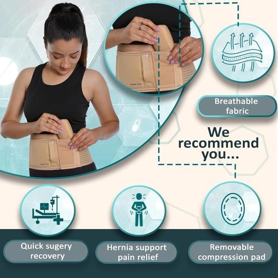 Wonder Care Polyester Umbilical Hernia Belt Hernia Support Brace with Removable Compression Pad Navel Hernia Pain Relief for Men & Women (4XL)