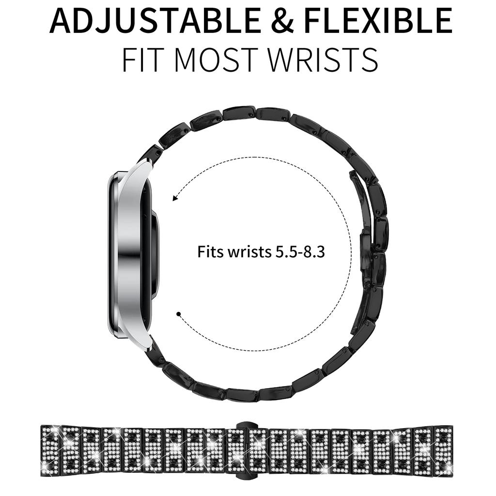 For Samsung Galaxy Watch Ultra 47mm Band Alloy Metal Rhinestones Decor Watch Strap with Butterfly Clasp