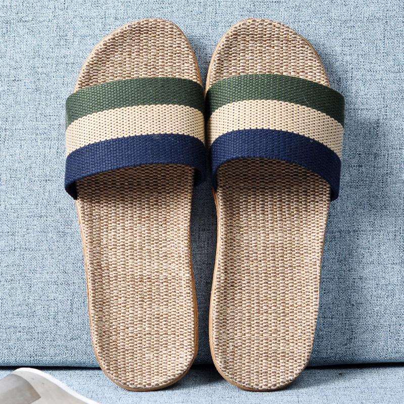Cotton and Linen Non-Slip Home Slippers for Men and Women – Indoor Summer Slippers with Thick Bottom for Wooden Floors.