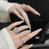 Niche Design French Pearl Ring Personality Women'S Folds Lava Cold Wind Advanced Sense Open Ring Tide