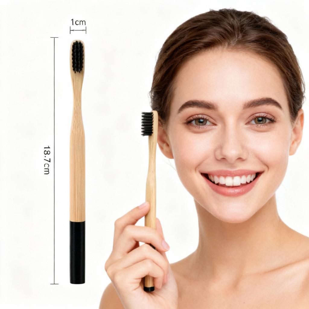 Custom Logo and Packaging Color Painted Round Handle Adult Soft Bristle Eco Biodegradable Bamboo Toothbrush