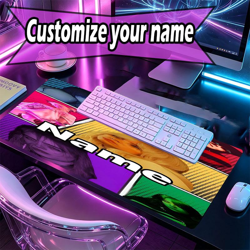 Custom Name Personalized Billie Eilish Pattern Mousepad, Laptop PC Desk Mat, Decorative Desk Mat for Home Keyboard Pad Gift