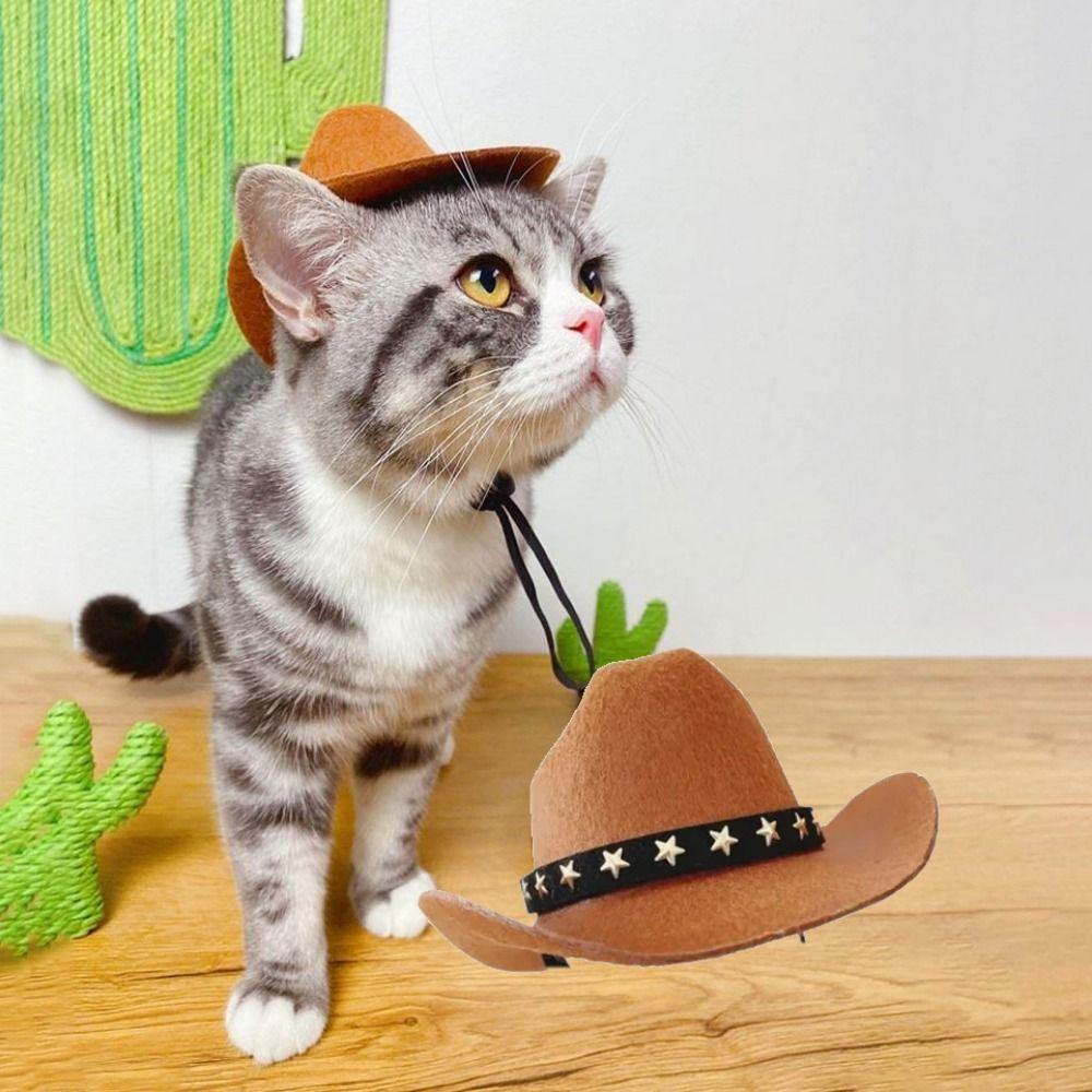Non-woven Dog Costume Top Hat Adjustable Cat Headwear Pets Star Cowboy Hat  Pet Party
