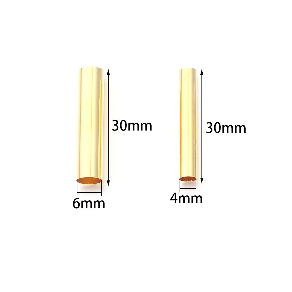 50-100Pcs Metal Brass Long Tube Beads Cylinder Smooth Straight Tube Beads Fit 4/6mm Leather Cord DIY Handmade Bracelet Accessory