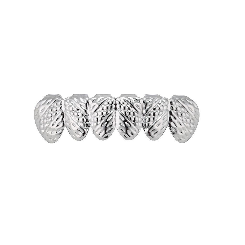 

18K Gold-Plated Zircon Hip Hop Grillz with Leopard Print and Six Teeth Design