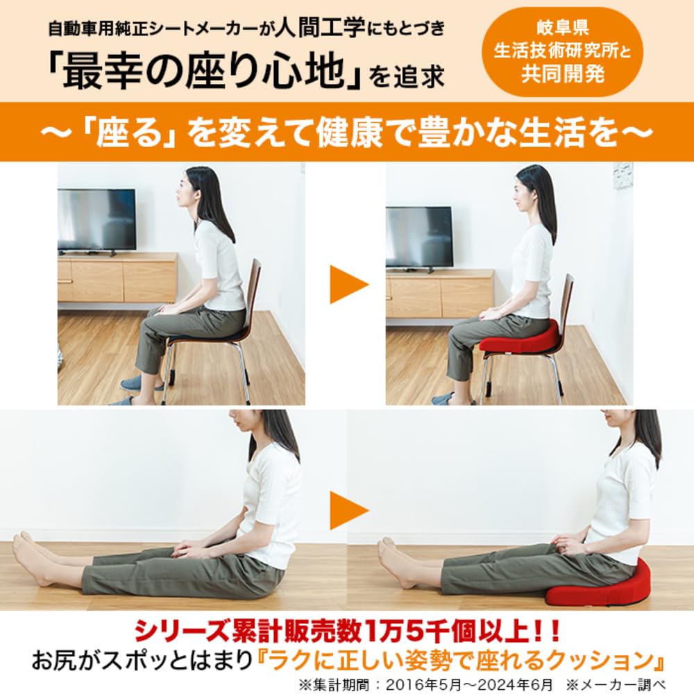 Supotto Cushion Distributes body reduces gentle reduces strain on the lower back (Red) pressure, fatigue, fit,