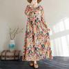 Travel Round Neck Vintage Long Flesh Covering Dresses