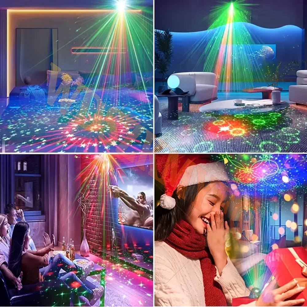 NEW 2IN1 Stage DJ Party Laser Projector Disco Rugby USB Red Green Blue Strobe Lights Club Home Holiday Christmas Lights