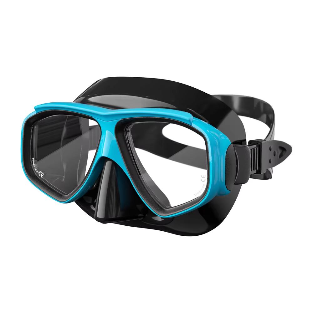Custom Professional Snorkeling & Diving Goggles  Silicone + PC Material 2 Windows Universal Fit