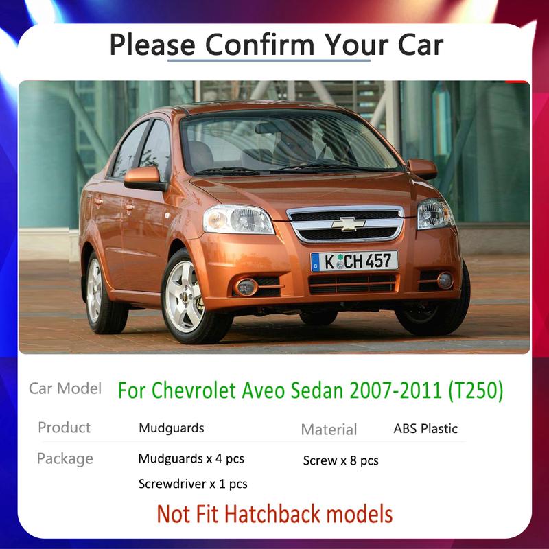 Car-Mud-Flap Tire Fender for Chevrolet Aveo Sedan Saloon T250 2007~2011 2008 2009 2010 Accessories Auto-Goods Mudflaps Mudguards